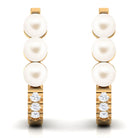 Classic Freshwater Pearl Half Hoop Earrings with Diamond Freshwater Pearl-AAA Quality - Arisha Jewels