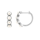 Minimal Hoop Earrings with Freshwater Pearl Freshwater Pearl-AAA Quality - Arisha Jewels