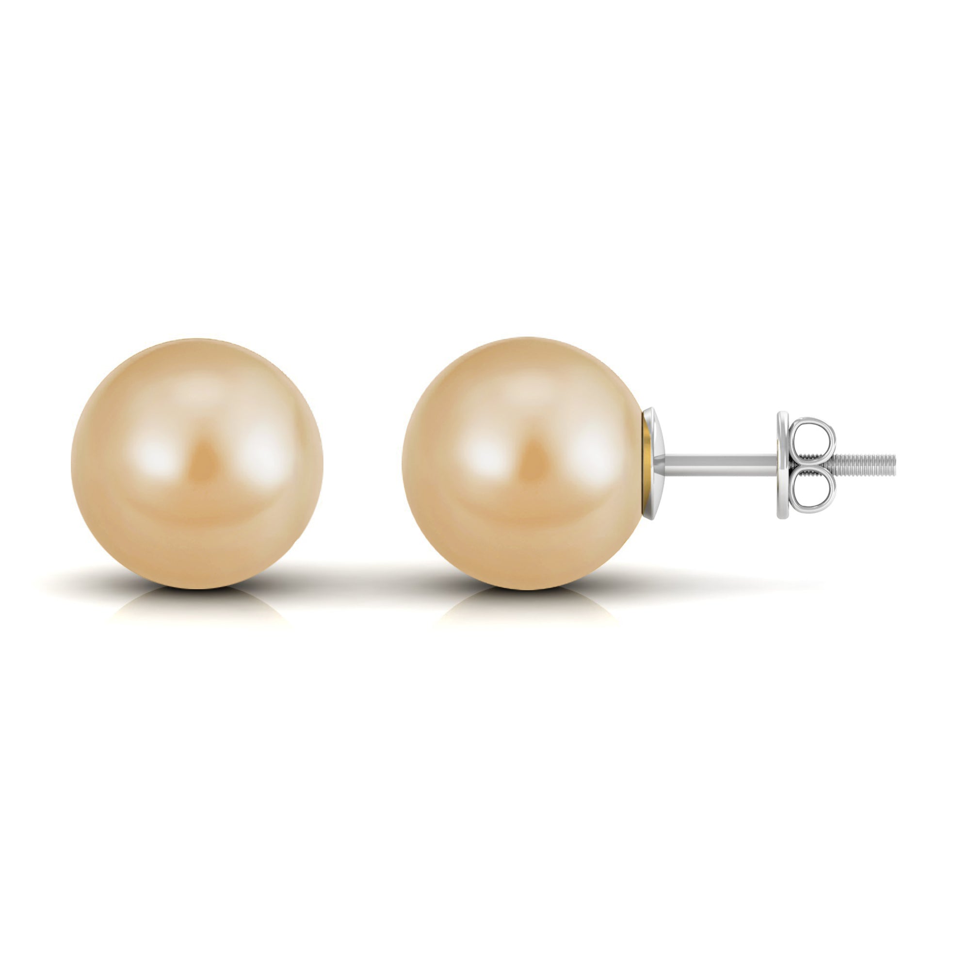 Round Solitaire South Sea Pearl Stud Earrings South Sea Pearl - ( AAA ) - Quality - Arisha Jewels