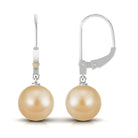 Golden South Sea Pearl Drop Earrings South Sea Pearl - ( AAA ) - Quality - Arisha Jewels