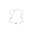 Freshwater Pearl Station Chain Necklace with Tourmaline and Diamond Freshwater Pearl-AAAA Quality - Arisha Jewels