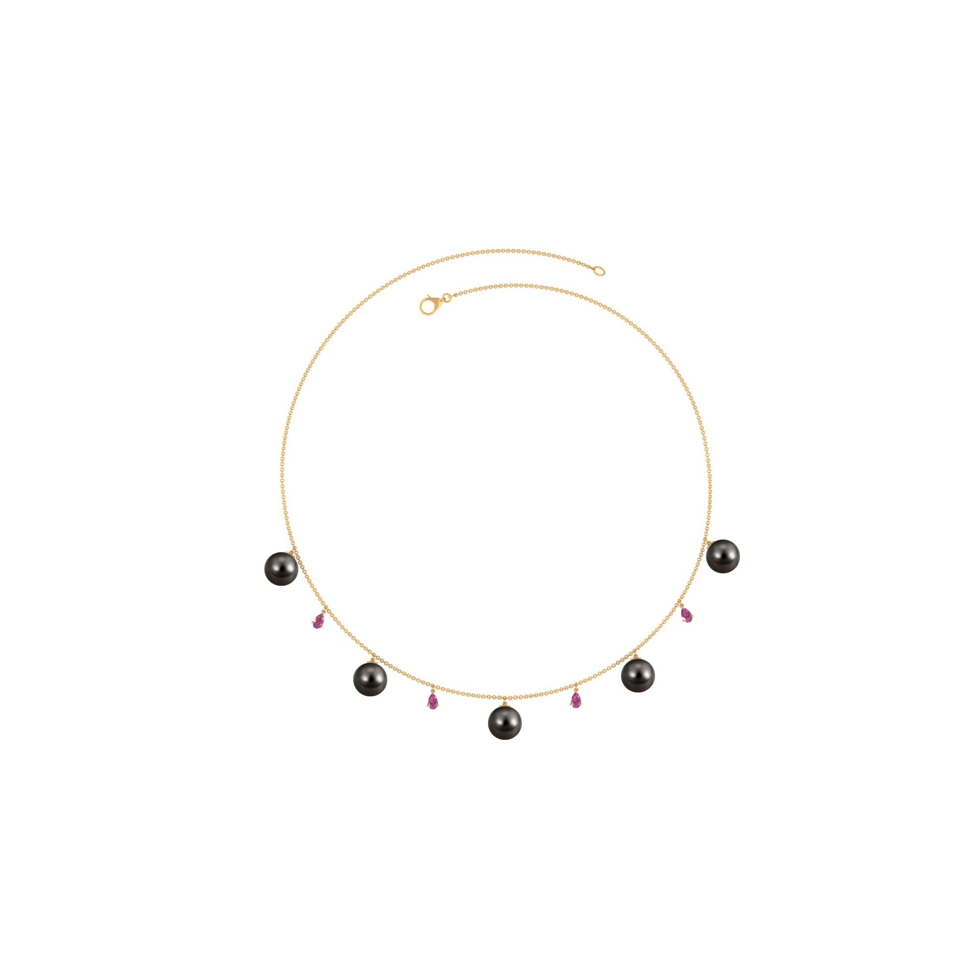 Classic Black Pearl Layering Necklace with Pink Tourmaline Tahitian pearl-AAAA Quality - Arisha Jewels