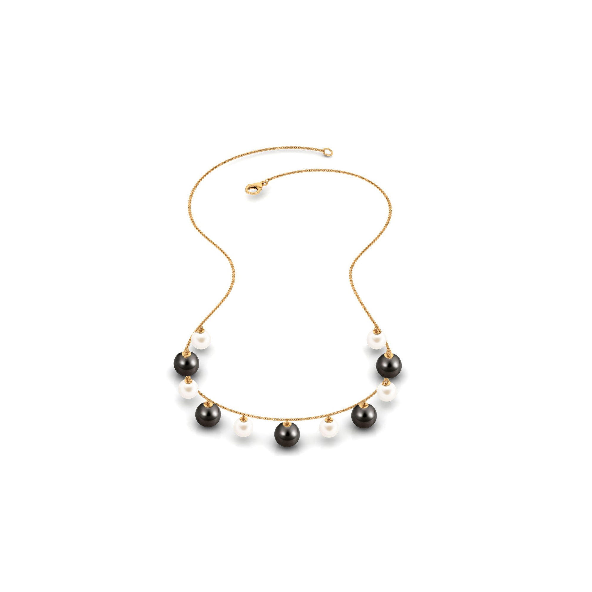 Black and White Pearl Layered Necklace Tahitian pearl-AAAA Quality - Arisha Jewels