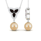 Arisha Jewels-Vintage Inspired South Sea Pearl Drop Necklace with Garnet and Diamond