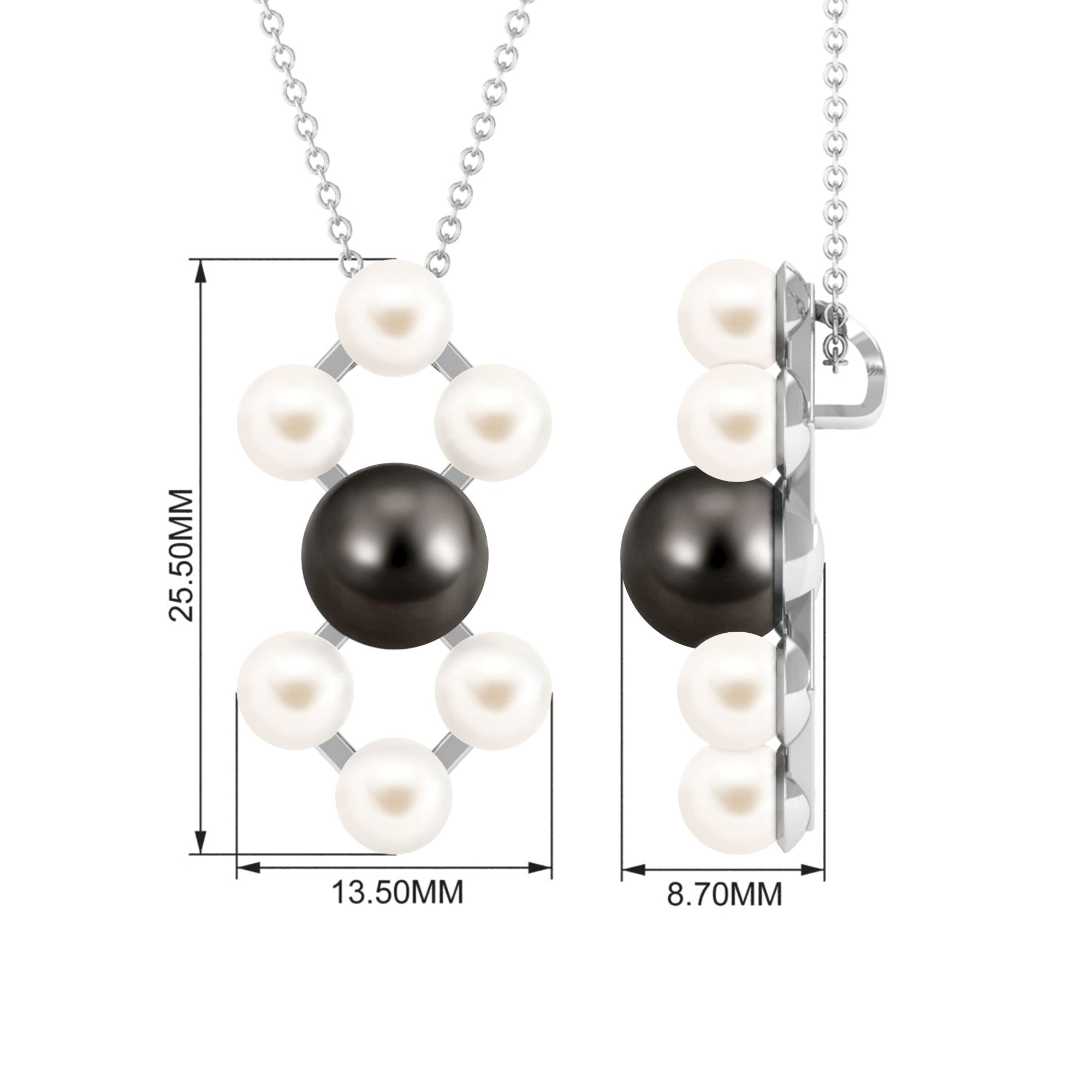 Black and White Pearl Contemporary Dangle Pendant Tahitian pearl-AAA Quality - Arisha Jewels