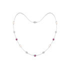 Freshwater Pearl Station Chain Necklace with Tourmaline and Diamond Freshwater Pearl-AAA Quality - Arisha Jewels