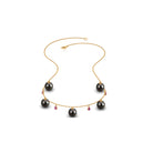 Classic Black Pearl Layering Necklace with Pink Tourmaline Tahitian pearl-AAA Quality - Arisha Jewels