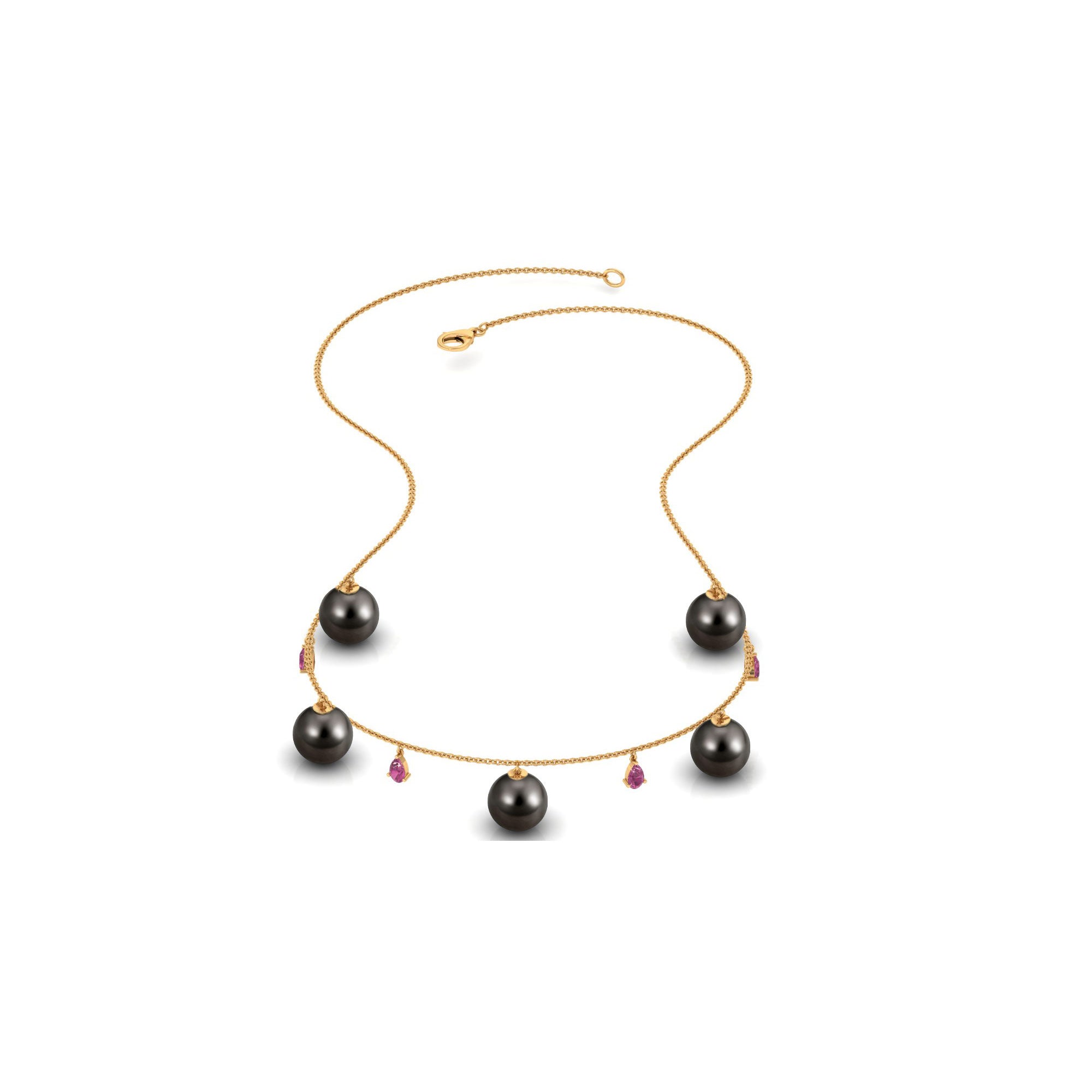 Classic Black Pearl Layering Necklace with Pink Tourmaline Tahitian pearl-AAA Quality - Arisha Jewels