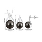 Handpicked Black Pearl Drop Jewelry Set with Diamond Tahitian pearl-AAA Quality - Arisha Jewels