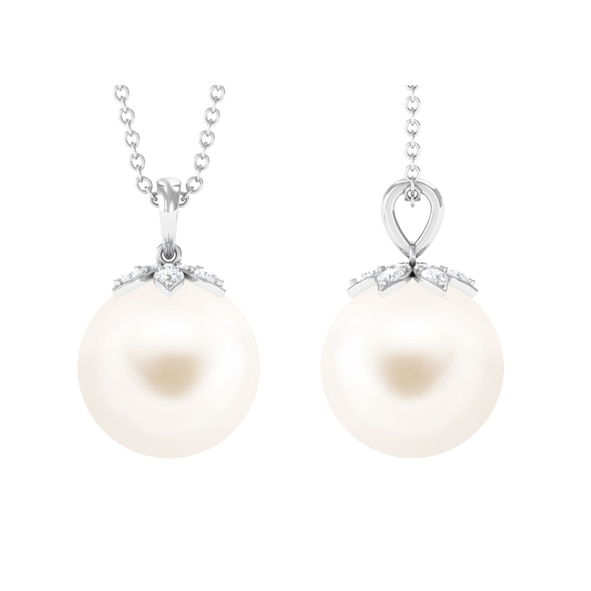 Arisha Jewels-Handpicked Freshwater Pearl Drop Pendant with Diamond