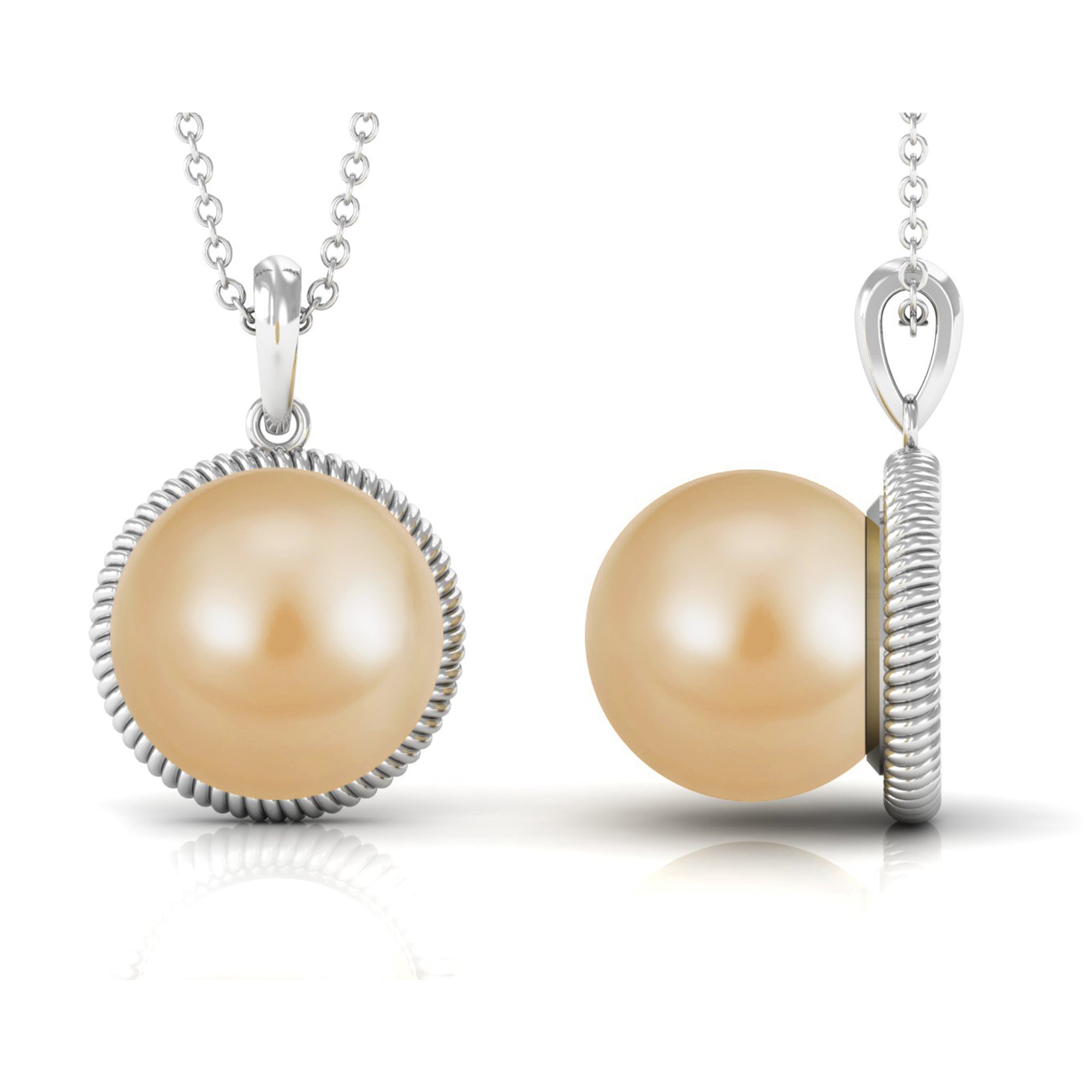 Golden South Sea Pearl Pendant with Rope Frame South Sea Pearl - ( AAA ) - Quality - Arisha Jewels