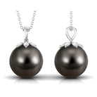 Classy Tahitian Pearl Drop Pendant with Diamond Tahitian pearl - ( AAA ) - Quality - Arisha Jewels