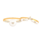 Freshwater Pearl Bridal Ring Set with Diamond Freshwater Pearl-AAAA Quality - Arisha Jewels