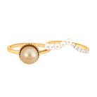 Elegant Pearl Bridal Ring Set of 2 with Diamond South Sea Pearl-AAAA Quality - Arisha Jewels