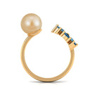 Nature Inspired South Sea Pearl Cuff Ring with Blue Topaz Flower South Sea Pearl-AAA Quality - Arisha Jewels